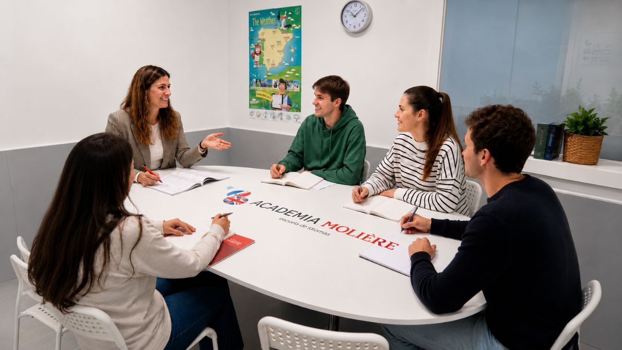 Academia Molière en Castelldefels con aulas, recepción y espacios para clases de idiomas